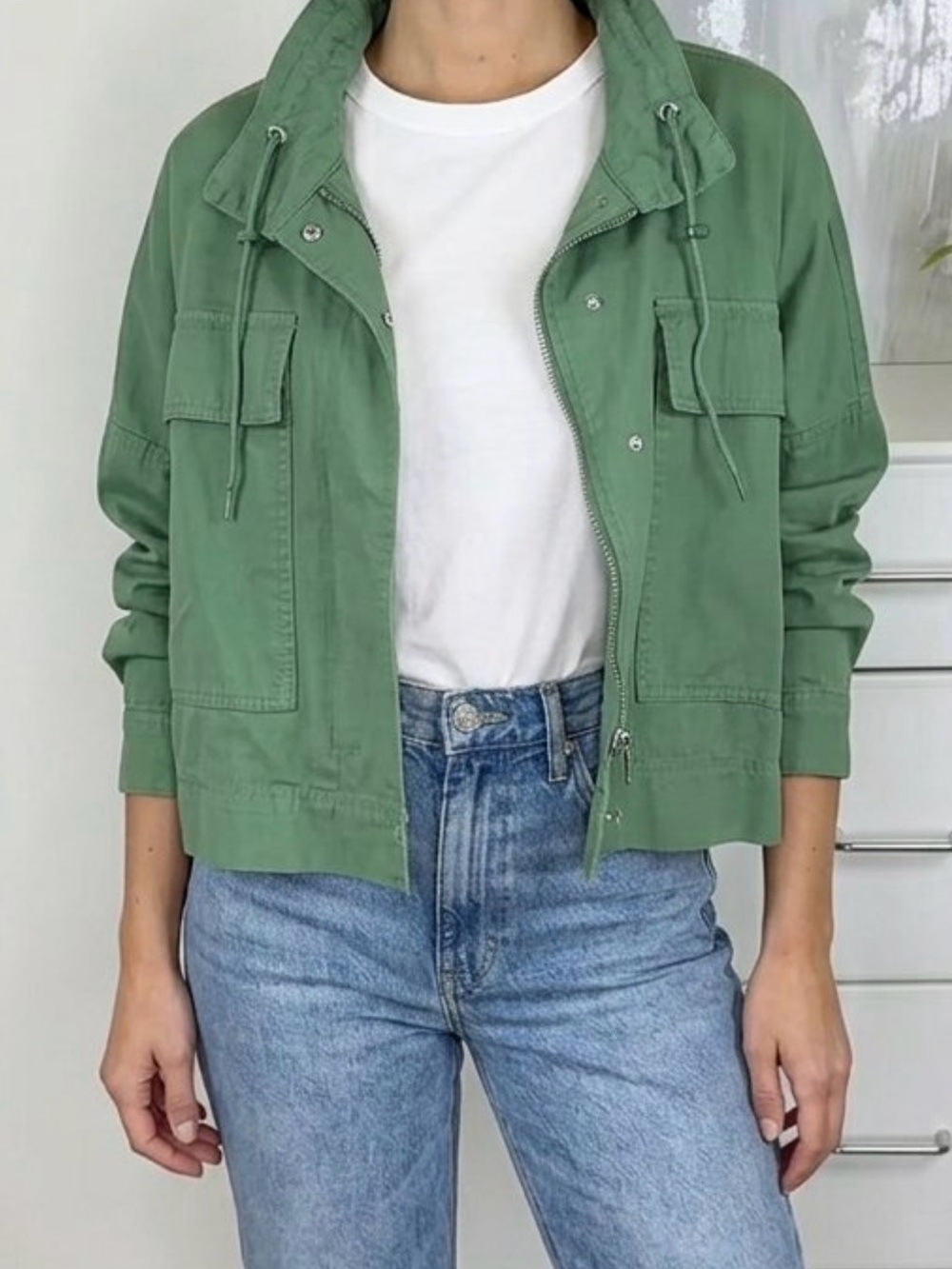 Vigoss Green Cropped Utility Cargo Jacket Size L